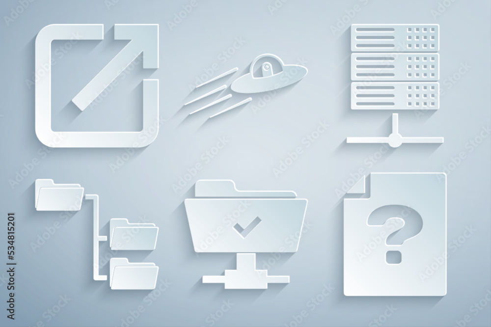 Poster set ftp operation successful, server, data, web hosting, folder tree, unknown document, ufo flying s