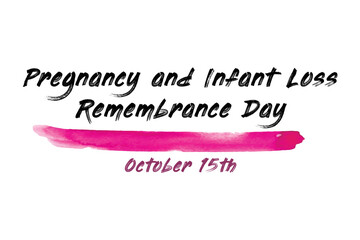  Pregnancy and Infant Loss Remembrance Day banner on white background with pink watercolor stroke element