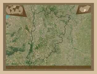 Bacs-Kiskun, Hungary. Low-res satellite. Major cities