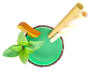 grasshopper is a fancy cocktail drink in top view