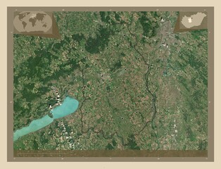 Fejer, Hungary. High-res satellite. Major cities