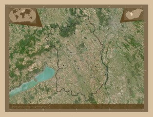 Fejer, Hungary. Low-res satellite. Major cities