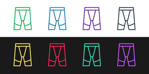 Set line Cycling shorts icon isolated on black and white background. Vector