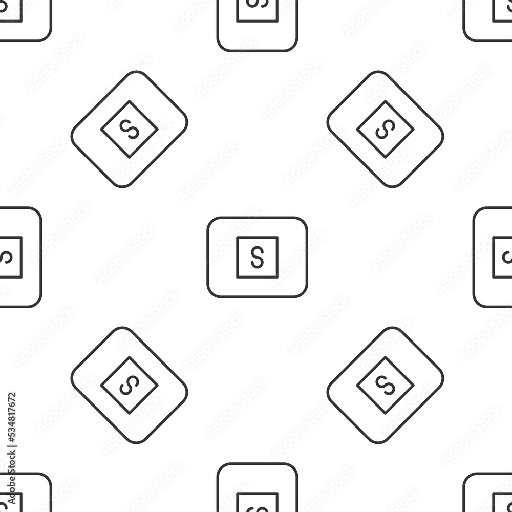 Poster grey line stop media button icon isolated seamless pattern on white background. vector