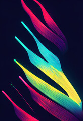 Obraz premium Curvy creative abstract wavy effects color curves flow minimalist neon luxury stylish trendy colorful waves art modern premium design simple illustration dark background.