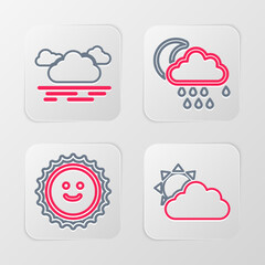 Obraz premium Set line Sun and cloud weather, Cloud with rain moon and icon. Vector