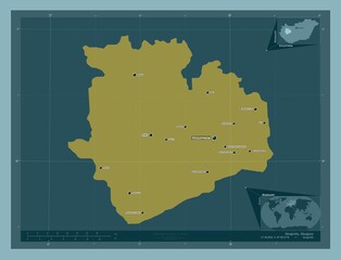 Obraz premium Veszprem, Hungary. Solid. Labelled points of cities