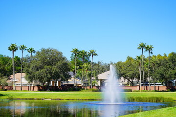 A colorful community pond or lake