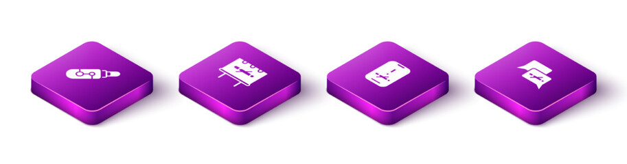 Set Isometric Electronic cigarette, No smoking, and icon. Vector