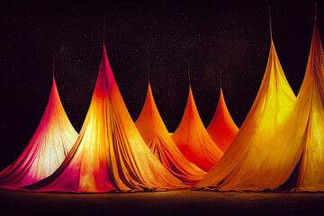 strange tents underneath a moonless night, generative ai