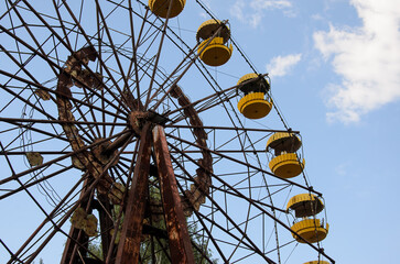 Famous Prypiat ferris wheel in Chernobyl exclusion zone, Ukraine