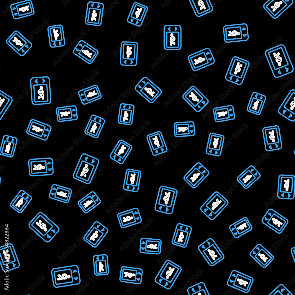 Poster line thermostat icon isolated seamless pattern on black background. temperature control. vector