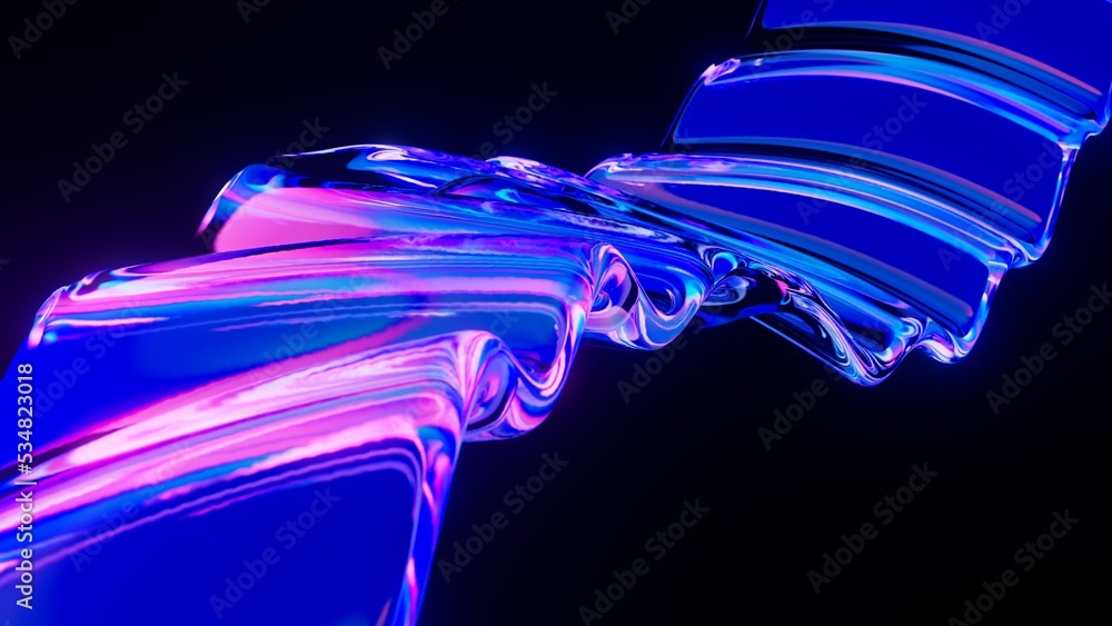 Poster abstract neon wave surface. wavy color line. liquid multicolored blue glowing curved wavy line. neon