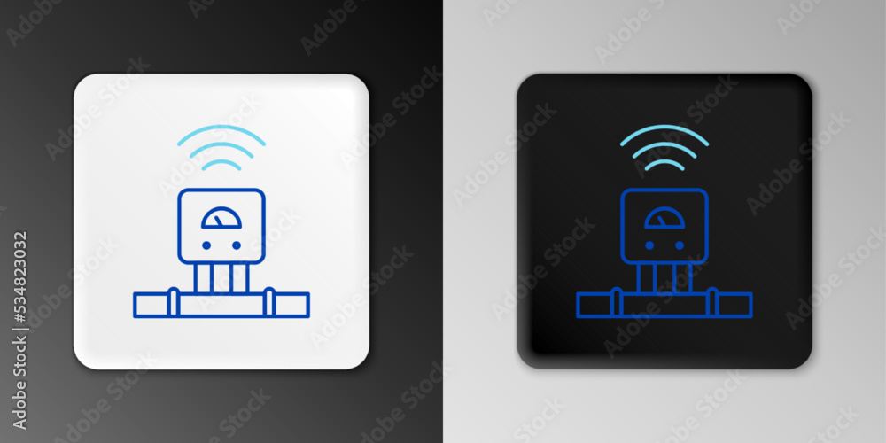 Poster line smart sensor system icon isolated on grey background. internet of things concept with wireless 