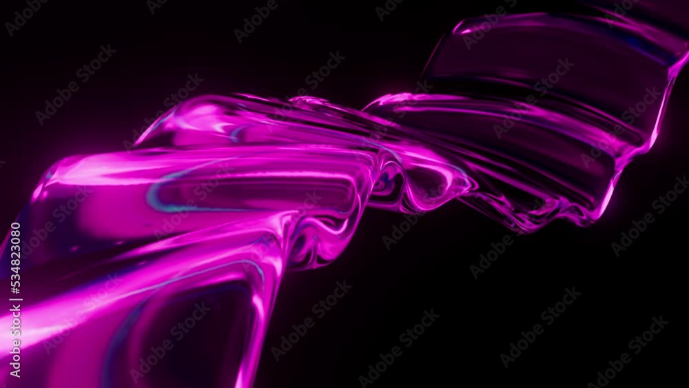 Poster abstract neon wave surface. wavy color line. liquid pink glowing curved wavy line. neon cyberpunk st