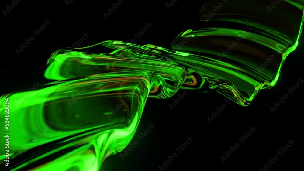 Poster abstract neon wave surface. wavy color line. liquid green glowing curved wavy line. neon cyberpunk s