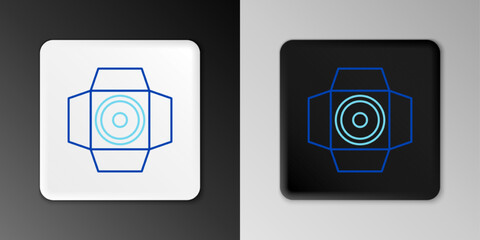 Line Movie spotlight icon isolated on grey background. Light Effect. Scene, Studio, Show. Colorful outline concept. Vector