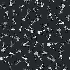 Grey Hookah icon isolated seamless pattern on black background. Vector