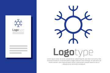 Fototapeta na wymiar Blue Snowflake icon isolated on white background. Logo design template element. Vector