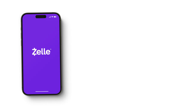Zelle app on the smartphone iPhone 14 Pro screen. White background. Rio de Janeiro, RJ, Brazil. October 2022