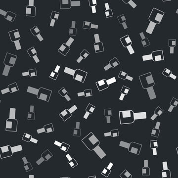 Grey Bottle of nail polish icon isolated seamless pattern on black background. Vector