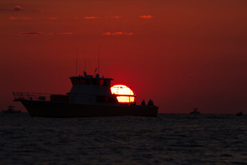 boat at sunset