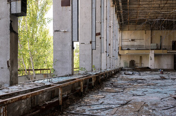 Interior of a Prypiat gymnasium n the Chernobyl exclusion zone, Ukraine