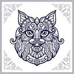 Cat head mandala arts isolated on white background