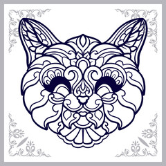 Cat head mandala arts isolated on white background