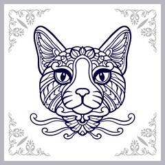 Cat head mandala arts isolated on white background