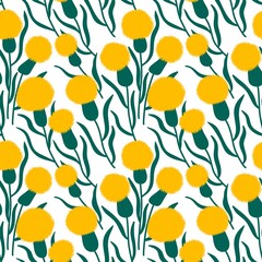 Floral summer seamless wild flower fluffy pattern for wrapping paper and kids clothes print and fabrics