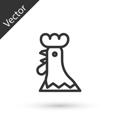 Grey line French rooster icon isolated on white background. Vector