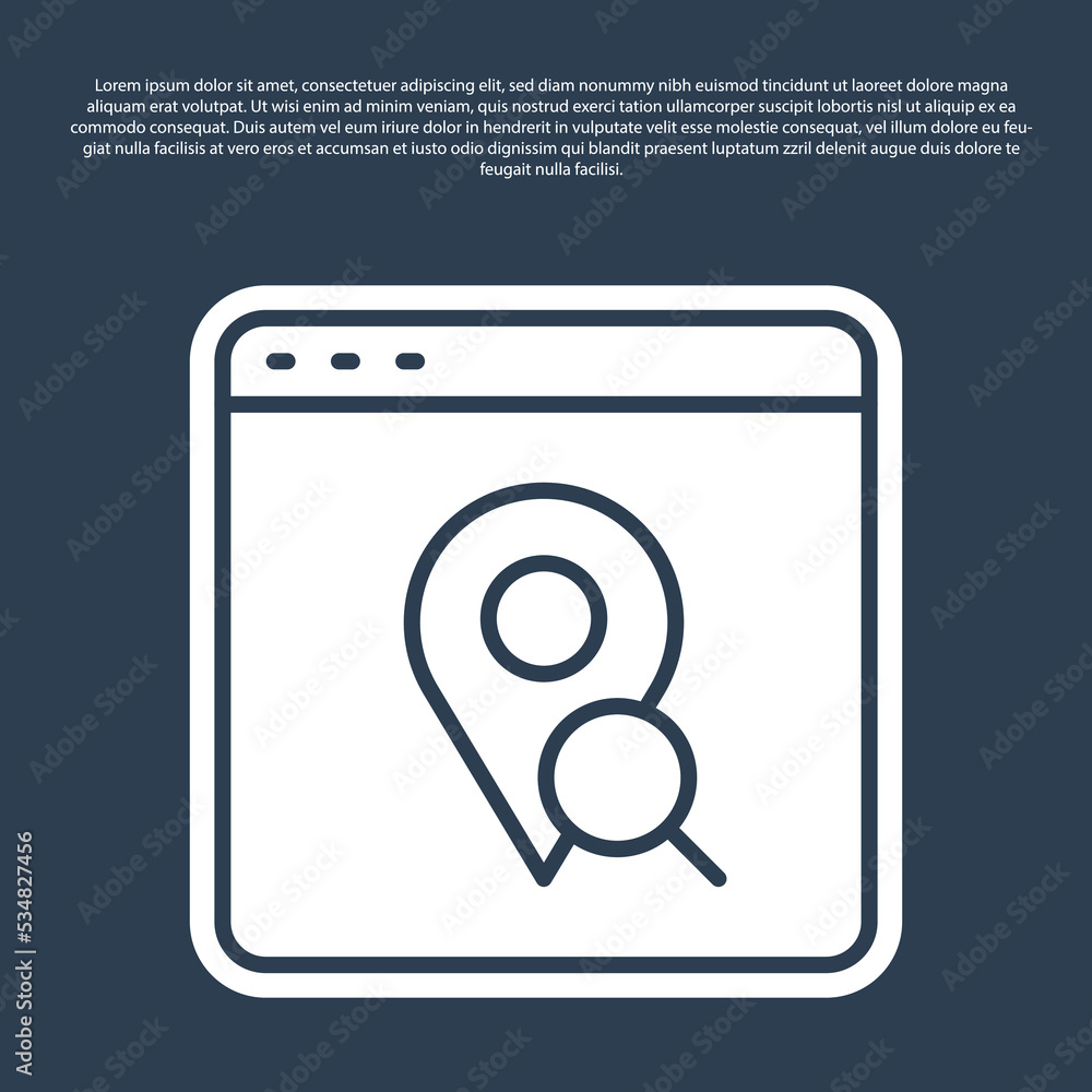 Poster blue line infographic of city map navigation icon isolated on blue background. mobile app interface 