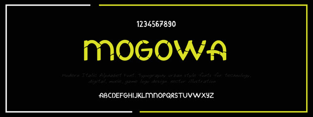 Modern Bold Font. Regular Italic Number Typography urban style alphabet fonts for fashion, sport, technology, digital, movie, logo design, vector illustration