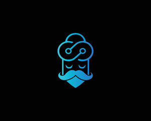 Professional Tech Guru Logo Icon. Tech Turban Like a Cloud, Vector Illustration.