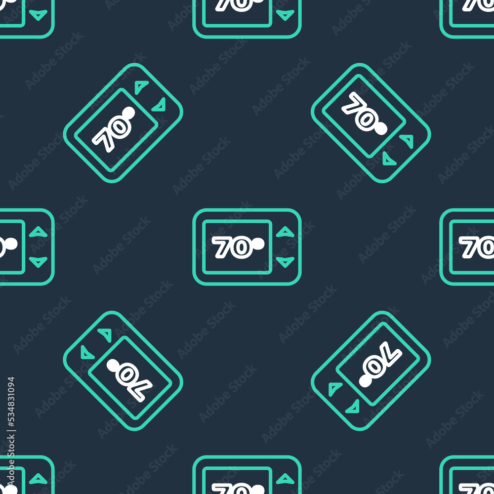 Poster line thermostat icon isolated seamless pattern on black background. temperature control. vector