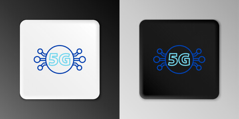 Line 5G new wireless internet wifi connection icon isolated on grey background. Global network high speed connection data rate technology. Colorful outline concept. Vector