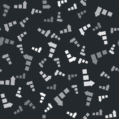 Grey Financial growth icon isolated seamless pattern on black background. Increasing revenue. Vector