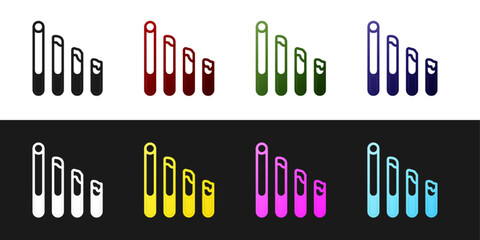 Set Smoking cigarette icon isolated on black and white background. Tobacco sign. Vector