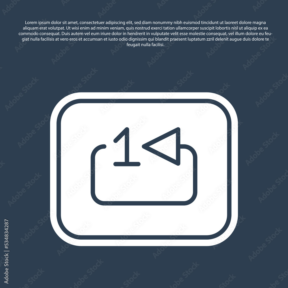 Poster blue line repeat track music player icon isolated on blue background. the sign is a round curved arr