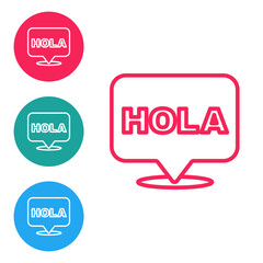 Red line Hola icon isolated on white background. Set icons in circle buttons. Vector © vector_v