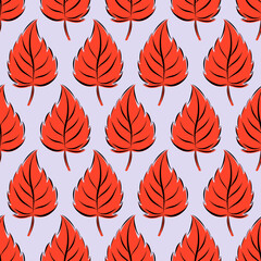 Fototapeta premium Colorful autumn seamless pattern with leaves. Simple cartoon flat style. Vector illustration.