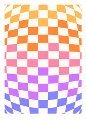Groovy checkered colorful background. Abstract vector pattern. Retro psychedelic checkerboard poster.