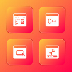 Set Software, , Browser files and Loading data window icon. Vector