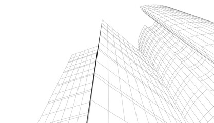 Fototapeta premium Linear architectural drawing vector illustration