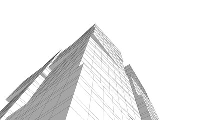 Fototapeta premium Linear architectural drawing vector illustration