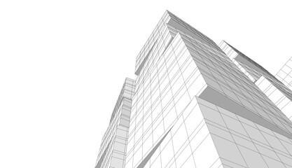 Fototapeta premium Linear architectural drawing vector illustration