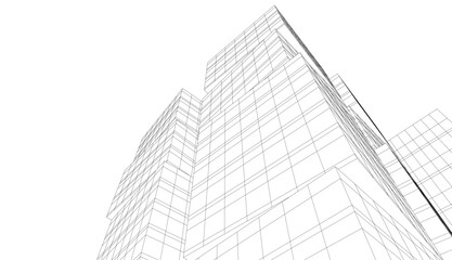 Linear architectural drawing vector illustration