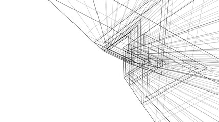 Linear architectural drawing vector illustration