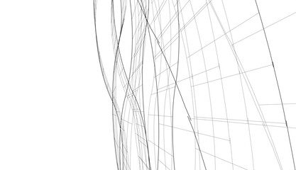 Linear architectural drawing vector illustration